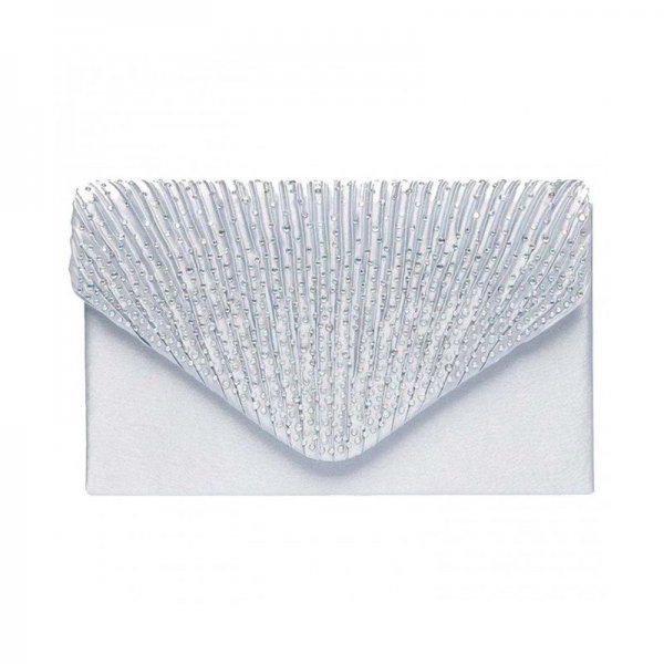 COLOR SCISSOR EVENING CLUTCH WOMENS RHINESTONE ENVELOPE CLUTCH PURSE FOR WEDDING AND PARTY - SILVER